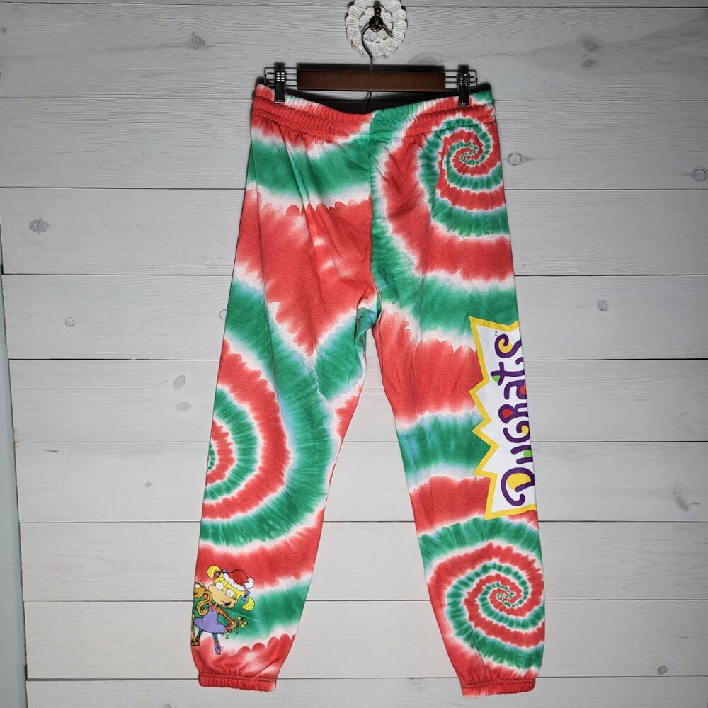 NWT Nickelodeon Rugrats Christmas Sweatpants Holiday Tie Dye Swirl Retro.